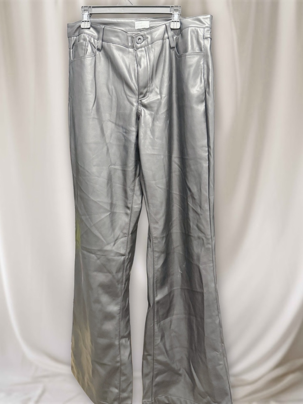 High-Rise Black Wide-Leg Faux-Leather Jeans